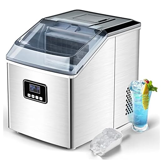 Ice Maker Machine Countertop, 40Lbs/24H Auto Self-Cleaning, 24 pcs Ice Cube in 13 Mins, FREE VILLAGE Portable Compact Ice Cube Maker, With Ice Scoop & Basket, Ideal for Home/Kitchen/Office/Bar, Silver