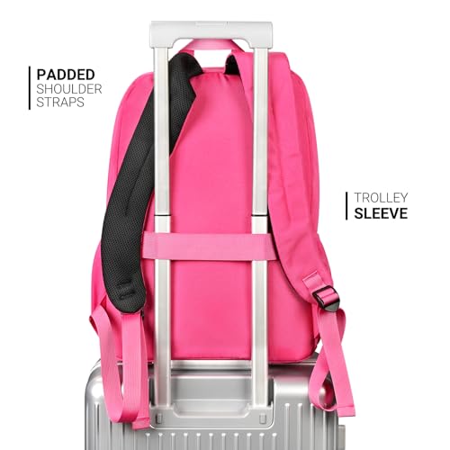 Image of ZORFIN 26L Backpack for College, and Travel: Water Resistant Bookbag - Hotpink