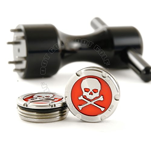 19th Hole Custom Shop 2 of 15g Deluxe Tour Style Weights for Scotty Cameron Putters + Wrench, Skull, Red (Black)