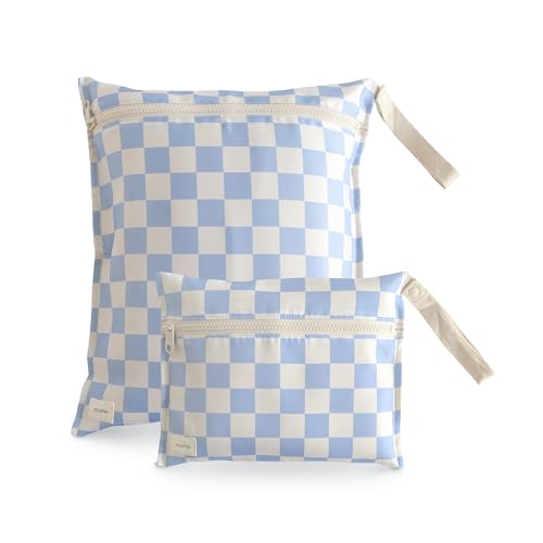 mushie Water Resistant Wet Bags | Large & Small Reusable Storage Bag for Baby Items and Travel | Zippered Pockets with Handle | Machine Washable, Set...