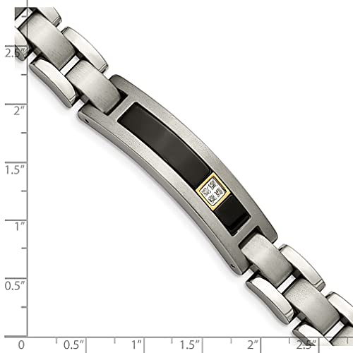 Ice Carats Titanium 14K Gold Brushed Black Onyx .05 Carat Diamond 8 Inch Bracelet Men Link Fine Jewelry For Dad Mens Gifts For Him #TOP4