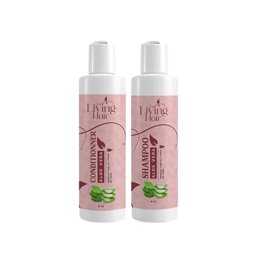 Living Hair Set de champú y acondicionador Infundido con extracto de romero y tomillo Aceite de aloe vera y vitamina E Nutritivo y sin enredos