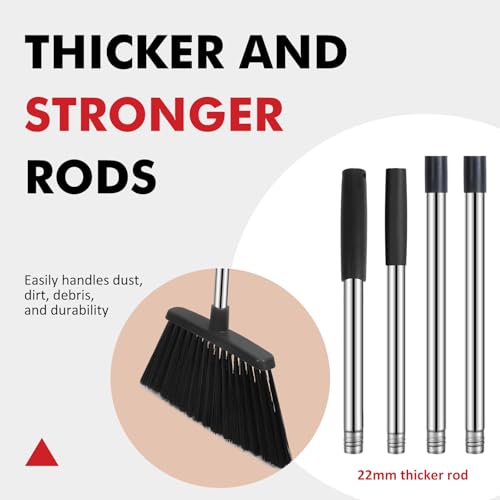 Image of Heavy Duty Broom, 55 Inch Long Handle Outdoor Large Angle Brooms, Commercial Broom for Sweeping Indoor, for Home Garage Kitchen Office Courtyard Lobby Patio Lawn Concrete,Black
