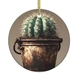 Améliorez votre décoration de vacances avec ce pendentif rond en céramique imprimé cactus YYHHAOFA dans un tonneau de fer, parfait pour accrocher un arbre pour créer une atmosphère festive dans votre maison, centres commerciaux, supermarchés et magasins. Son élégant cordon métallique en porcelaine blanche et or en font un incontournable pour tous ceux qui veulent ajouter de la sophistication à leurs présentations saisonnières.