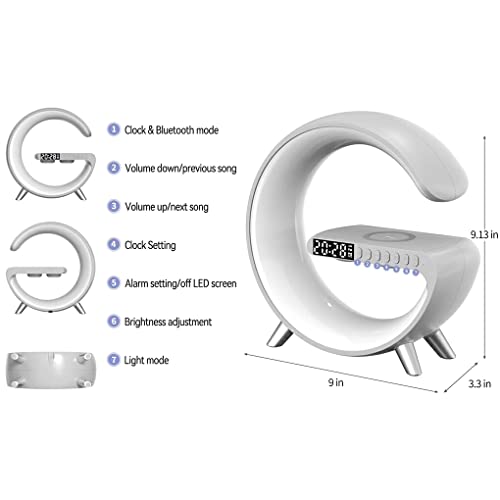 SUWIAKLALL LED Smart Wake Up Light Alto-falante Luzes noturnas Carregador Candeeiro de branco para e