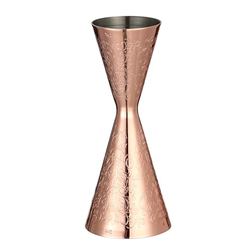Cocktail Geek Double Cocktail Jigger Slim Style Measuring Jigger with Etched Pattern (Copper Plated Spirit)