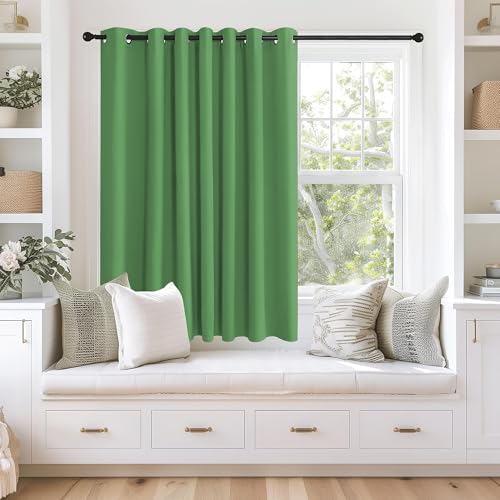 NICETOWN Blackout Curtains 63 inches Long for Living Room Bedroom, Grommet Thermal Insulated Room Divider Drape Window Treatment for Sliding Patio Door, W100 x L63, 1 Panel, Froest Green
