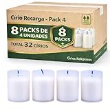 Pack de 4 Velas Cirio Religiosas con Tapa – 6, Blanco)