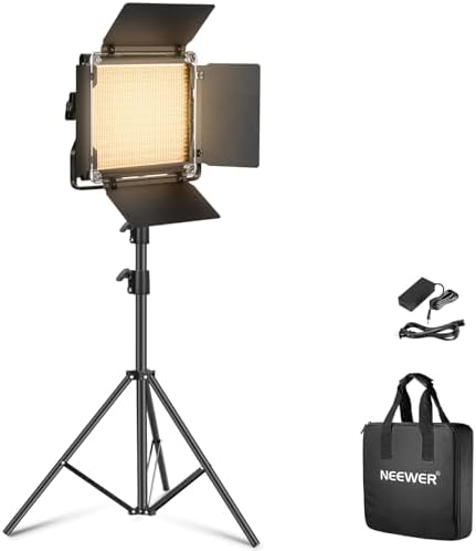 NEEWER Bi Color LED Studio Light with Tripod Stand Barndoors, Vid...
