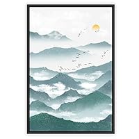 Framed Canvas Wall Art Abstract Sunrise and Sunset Canvas Prints Home Artwork Decoration for Living Room,Bedroom - 16x24 inches