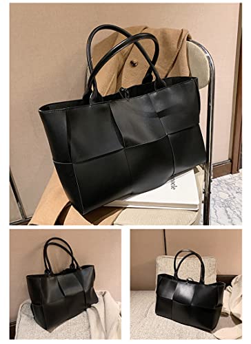 Bolso de hombro tejido de cuero para mujer miniatura 6