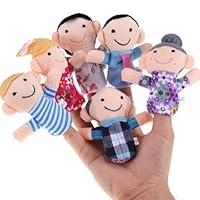 ZEPIQOR 6 Pcs Fingerpuppen Baby Mitgebsel Kindergeburtstag Finger Plüschtier Set Jungen und Mädchen Geschenke für Weihnachten Oster und Kinderparty(Familienmitglieder)