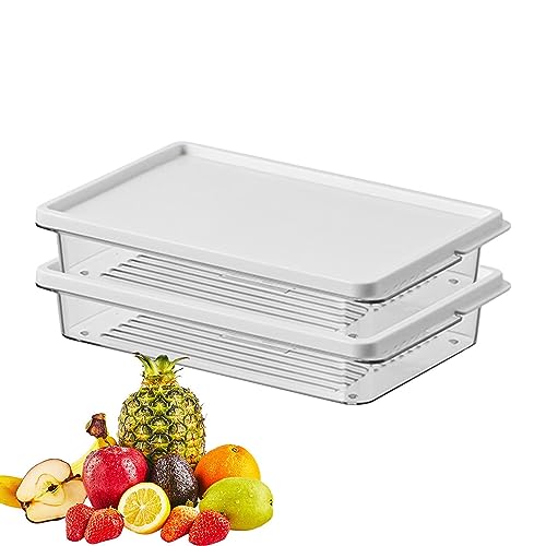 Raxove Organizador de almacenamiento de nevera | Caja de alimentos con tapa, contenedores para congelador transparentes portátiles y apilables para cocina, escritorio, armario