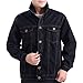 Maiyifu-GJ Denim Jacket for Men Ripped Distressed Slim Fit Trucker Coat Cotton Lightweight Fashion Vintage Jean Jackets (Black-12,3X-Large)