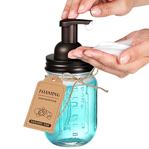 Mason Jar Foaming Soap Dispenser - Rustproof Stainless Steel Lid/Bpa Free Foam Pump,With Chalkboard Labels - Rustic Farmhouse Decor Hand Soap Dispenser Bathroom Accessories – Bronze (2 Pack) #TOP2