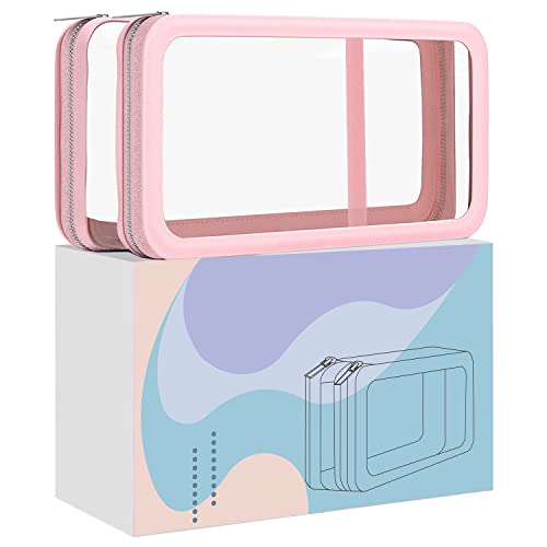 SAOQI Clear Makeup Bags, Waterproof Large Cosmetic Bags for Women Travel Toiletry Bag, Clear Makeup Organizer Bag with Zipper, Transparent MakeUp Case, Clear Toiletry Bags for Traveling, Gift for Wife