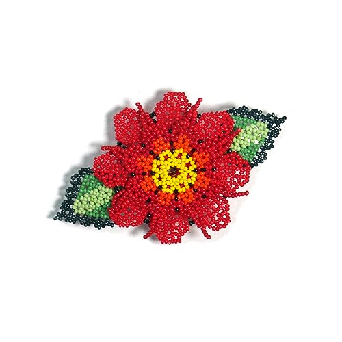 Beaded Hair Clips Native American Style Handmade Collection (Huichol (Red))