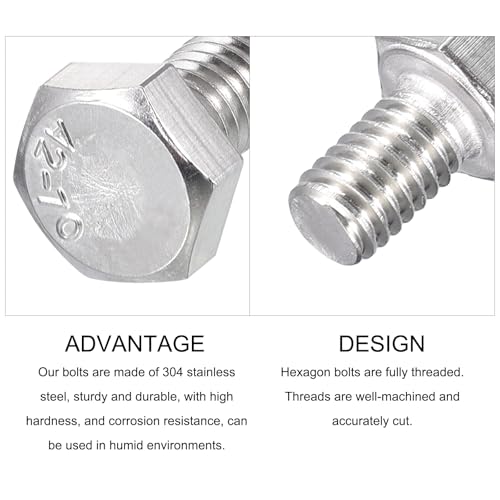Image of METALLIXITY Hex Bolts (M6-1x10mm) 50Pcs, 304 Stainless Steel Coarse Fully Threaded Hex Head Screw Bolt Machine Screws - for Furniture Repair, Silver