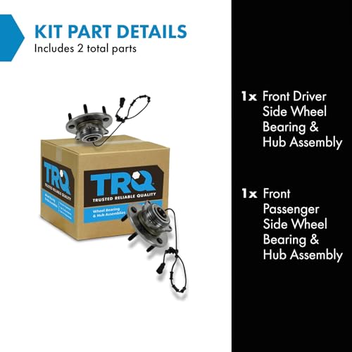 Image of TRQ 2 Piece Front Wheel Bearing & Hub Assembly Set Compatible with 2002-2005 Dodge Ram 1500