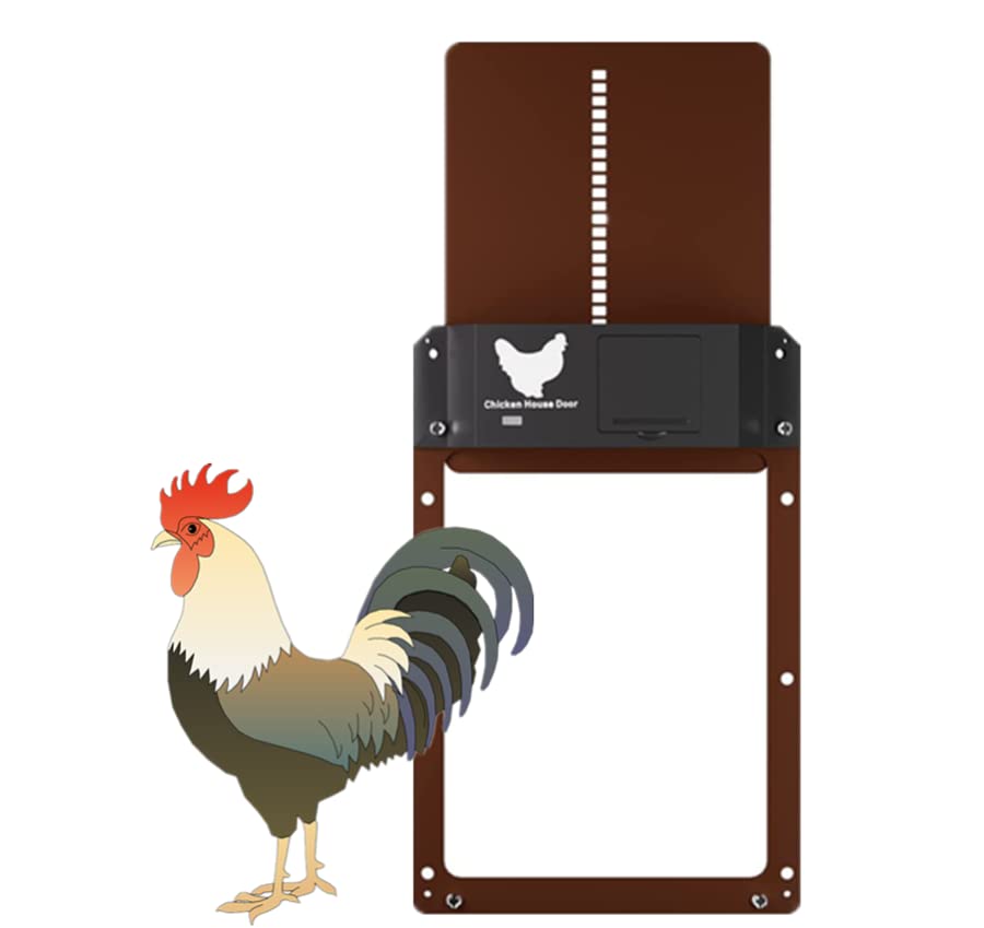 2023 Nouveau Porte De Poulailler Automatique,2.0 Automatic Chicken Coop Door,with Light Sensing Étanche D'ouverture du Soir Et du Matin,pour Poulets Poules Canards Etc (Brown)