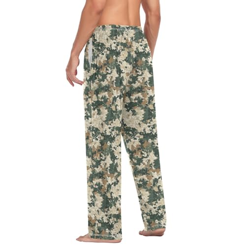 Camouflage Green Men’s Pajama Bottoms Soft Lightweight Lounge Pants with Elastic Drawstring Waist 5