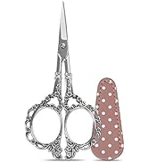 Hisuper 4.5inch Embroidery Scissors with Leather Scissors Cover, Silver Sewing Craft Scissors Sma...