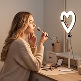NANBEITONG Ring Light for Desk,Heart Tabletop Light with 26' high Stand, RGB 47colors Selfie Light,USB Powered LED Desktop lamp with Phone Holder for Makeup Lights, Laptop Live Stream, YouTube,TikTok