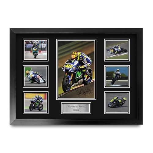 HWC Trading FR A2 Valentino Rossi Geschenke Gedrucktes Signiertes Autogramm Foto für MotoGP Fans - A2 Gerahmt