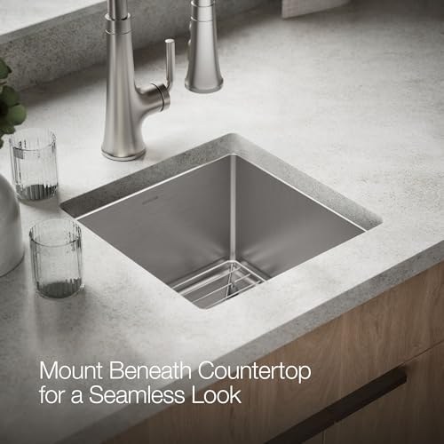 KOHLER Strive® 15" x 15" Undermount Stainless Steel Kitchen Sink with Basin Rack, Kitchen Sinks, K-5287-NA by Kohler - Image 7