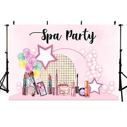 Aibiin Spa Party Backdrop For Girl Pink Princess Makeup Birthday Photography Background Spa Day Colourful Balloons Backdrop Banner Spa Day Makeup Theme For Girls Birthday Decor Vinyl 7X5Ft #TOP2