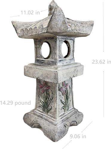 Grasolar 23.6’’High Asian Orchid Pagoda Statue Miniature Tower Lantern Garden Decoration Figurines Outdoor Japanese Decoration Zen Courtyard Landscape thumb #5