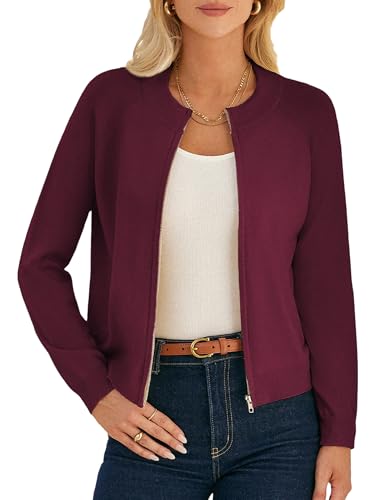 Image of GRACE KARIN Womens Long Sleeve Zip Up Cardigan Sweaters Lightweight Sweater Jacket Knitted Fashion Clothes