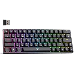 DIERYA DK63 60% Wireless Mechanical Gaming Keyboard | Bluetooth/2.4G/Wired Keyboard | RGB Backlit Compact 63 Keys Mini Office Keyboard | with Blue Switch | for Windows Laptop PC Gamer Typist-Black