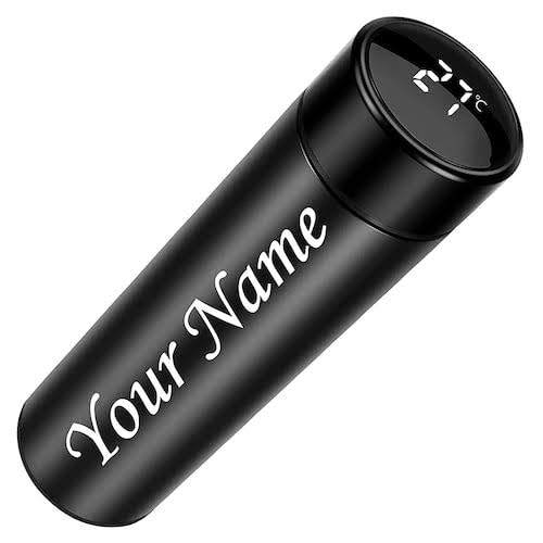 Your Name Personalized Stainless Steel Sports Water Bottle With Led Temperature Display, Double Wall Vacuum Flask Insulated Water Bottle, Stay Hot For 24 Hrs, Cold For 24 Hrs (Black), 500 ML (B0CR8JHSDB) Amazon Price History, Amazon Price Tracker