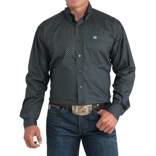 Cinch Men's Charcoal Print Long Sleeve Button Down Western Shirt