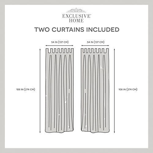Exclusive Home Biscayne Indoor/Outdoor Two Tone Textured Hook-And-Loop Tab Top Curtain Panel, 54"X108", Natural, Set Of 2 #TOP7