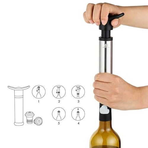 Bomba de Vinho a Vácuo em Inox + 2 Rolhas de Silicone