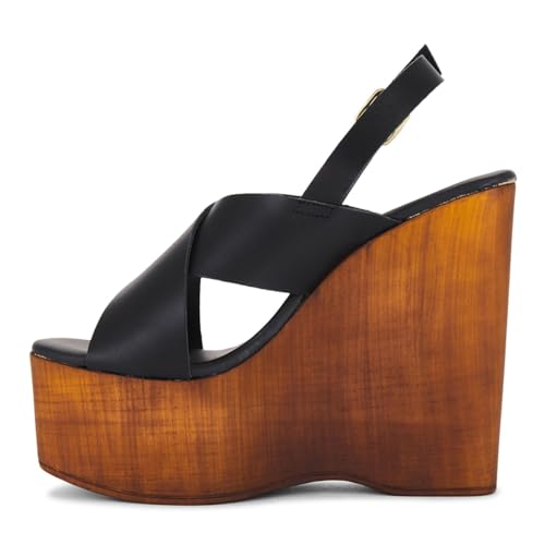 miss left Women Chic Crisscross Strap Open Toe Slingback Sandals Adjustable Buckle Platform Wedge High Heel Backless Party Club Shoes Size 4-16 US3