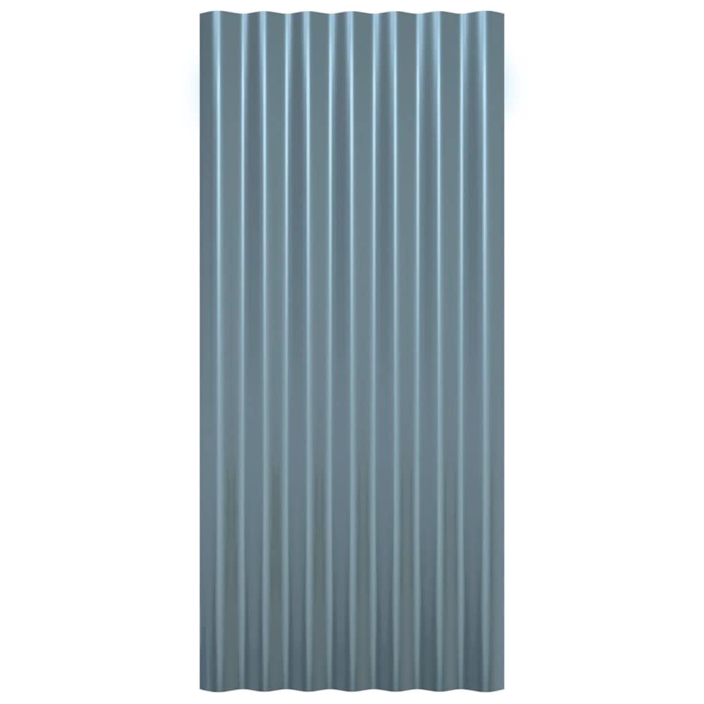 Lot de 36 panneaux de toit en acier galvanisé gris - 80 x 36 cm - Tôle ondulée - Pour abri de jardin, écurie, carport, garage, résistant aux intempéries pour l'extérieur