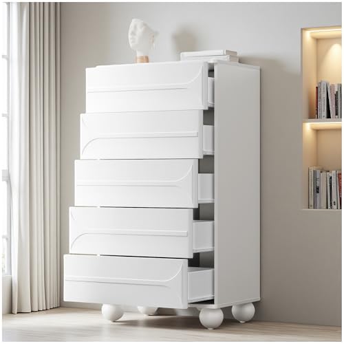 Wyibwy Kommode mit 5 Schubladen, Weiß