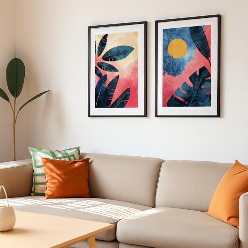Image of COLOSSAL ART HOUSE Wall Art Set of 2 - 10x13 inch Framed Paintings for Living Room, Bedroom & Home Decor - Modern Wall Decoration for Interior Spaces, Aesthetic & Stylish Design Olive
