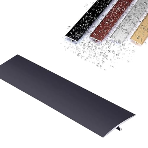 Barras de transición de suelo de aluminio, Moldura en T de aluminio for transición de piso de alfombra a baldosas/laminado/vinilo, superficie lisa(Schwarz,L900 x W40mm)