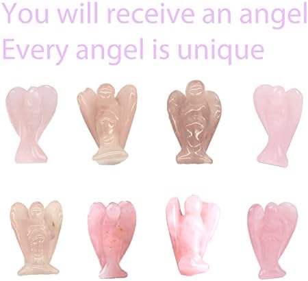 KAYZON 1.5 Inch Rose Quartz Crystal Angel Figurine,Healing Gemstone,Reiki Healing Crystal Gifts for Kids Christmas Friends Family Anxiety Decoration Pocket Guardian Angels Love Peace Energy