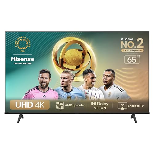 هايسينس تلفزيون ذكي 65 بوصة UHD 4K E6N-دولبي فيجن، وضع اللعب بلس، حركة سلسة مع ام ام ام سي، وضع رياضي بالذكاء الاصطناعي، تحكم صوتي، مشاركة للتلفزيون ويوتيوب ونتفليكس وديزني بلس وشاهد وانغامي، 65E6N