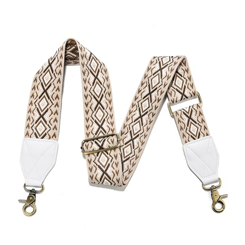 Image of LEMEDE Purse Strap,2 inch Leather End Shoulder Strap Adjustable Replacement,Retro Jacquard Multi-pattern Crossbody Bag Straps