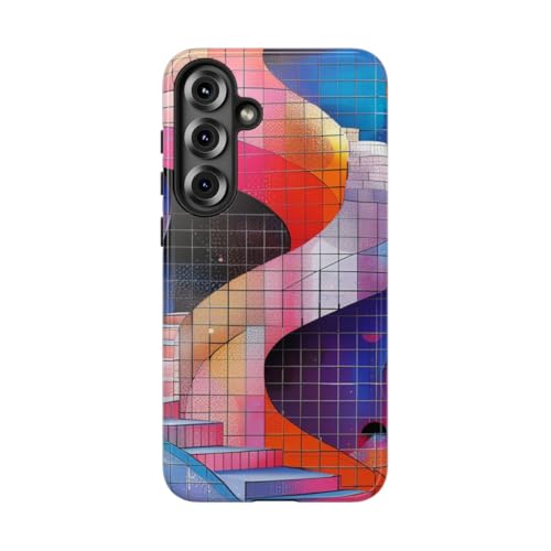 Coque Samsung S25 Plus multicolore rigide escalier colimaçon abstrait