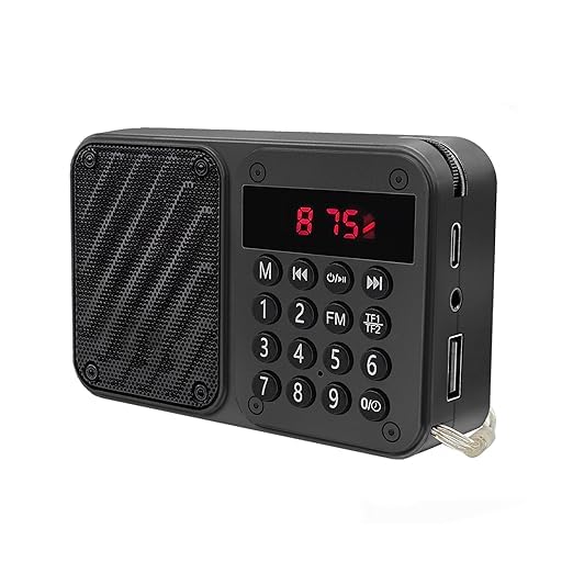 Image of M7 Pocket Blast FM Radio with Bluetooth Speaker with Powerful Sound, 6w-12 Hours (Tupe C Charging) and Number Pad (AUX, SD Card, USB Input (AUX, SD Card, USB Input) (M-7 Black)