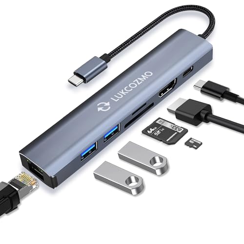 Image of 7-in-1 USB C Hub Docking Station with 4K HDMI Port & Ethernet | 4K HDMI 1G Gigabit Ethernet 100W PD Charging 2 USB 3.0 Ports SD /TF Card Reader, for MacBook /Dell /HP /Surface /Lenovo /Steam Deck