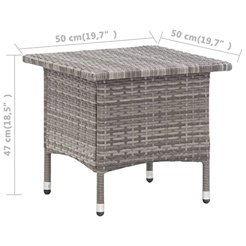 vidaXL Rustic Tea Table - Weather-Resistant, Easy-to-Clean Outdoor Furniture for Your Garden, Patio, and Backyard - Grey Poly Rattan - Image 2