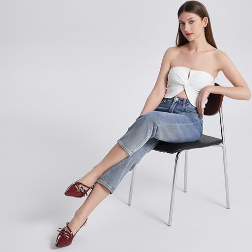 Susanny Burgundy Patent Slingback Kitten Heels for Women Closed Pointed Toe Strappy Dress Pumps Comfortable Stiletto Low Heels Sexy Buckle Strap Dressy Slip On Shoes for Wedding Bridal Work4